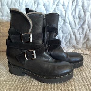 Stylish Black Leather Combat Boots